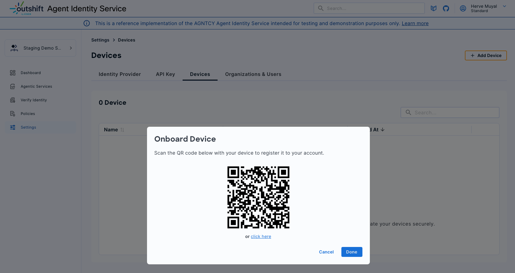 Device popup