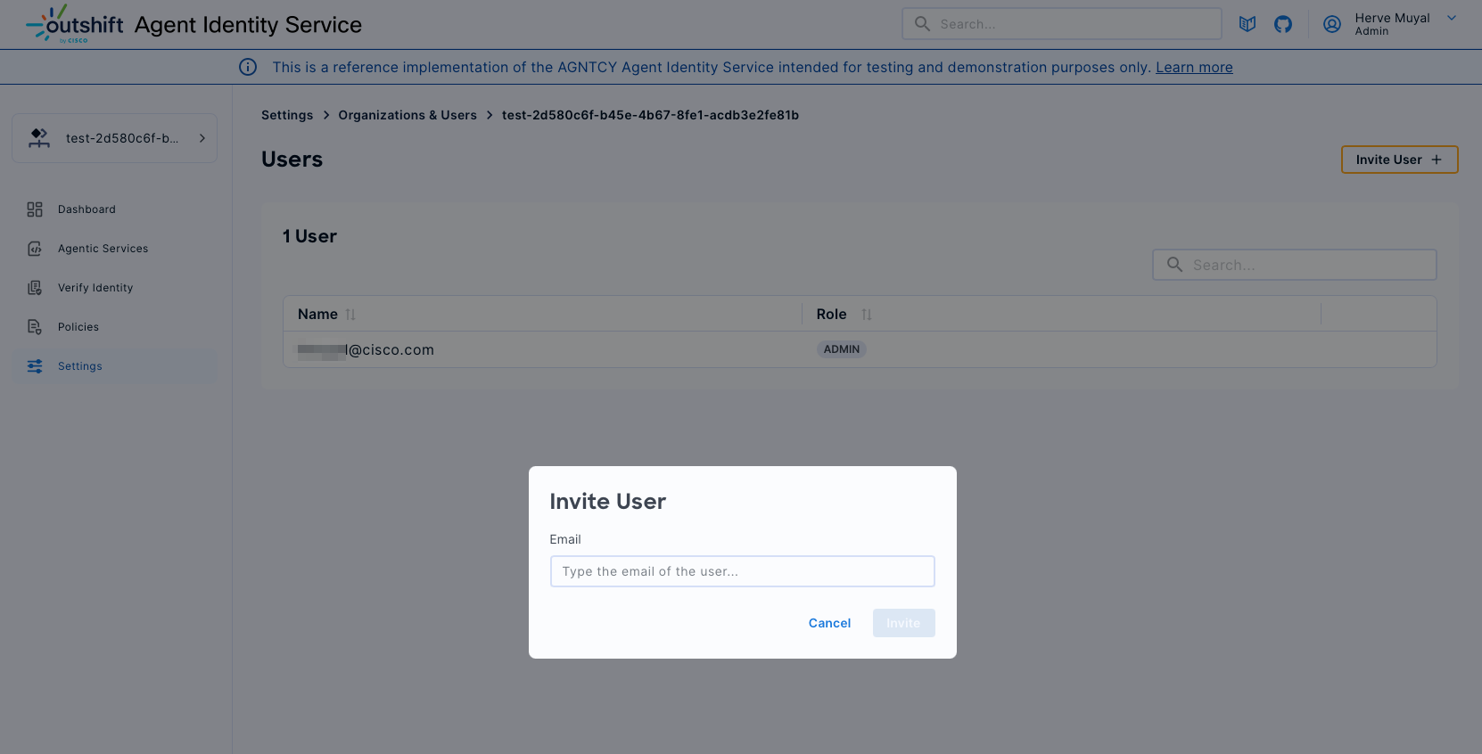 Invite user details